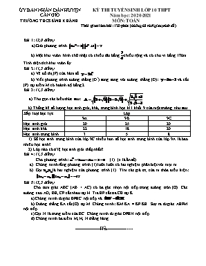 Đề thi tuyển sinh vào Lớp 10 THPT môn Toán - Năm học 2020-2021 - Trường THCS Bình Khánh (Có đáp án)